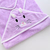 Fleece Hooded Baby Towel - Lilac Cat