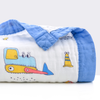 Baby/Toddler Muslin Blanket- Blue Digger